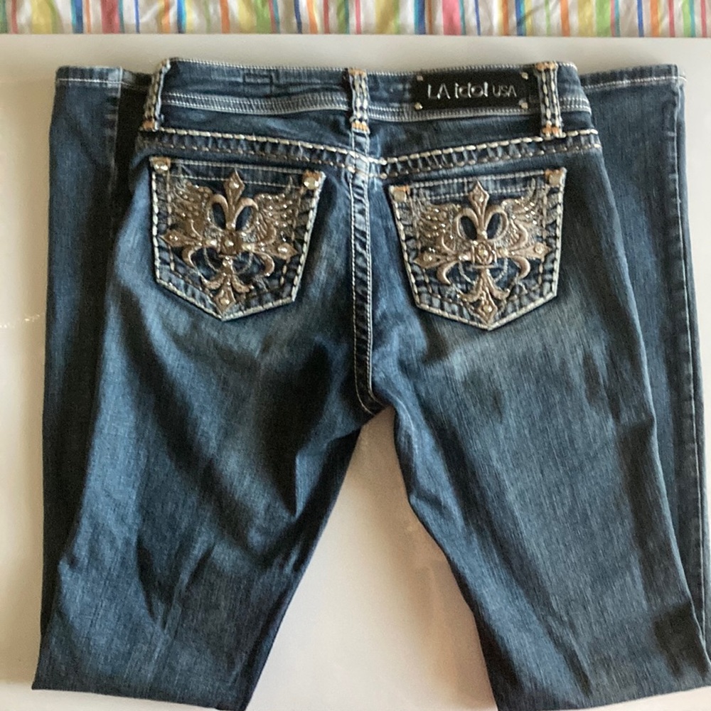 LA Idol USA Jeans size 7 W 30 L 34 (per label) blue denim 97% cotton 3% Elastin - Picture 2 of 15